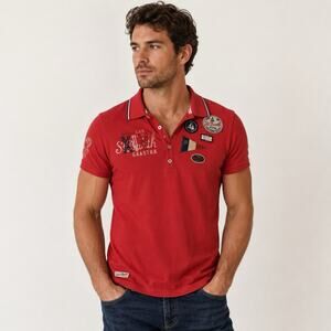 Gaastra St Barth Sailing Yacht Racing Polo Nautical Red Short Sleeve Mens Small